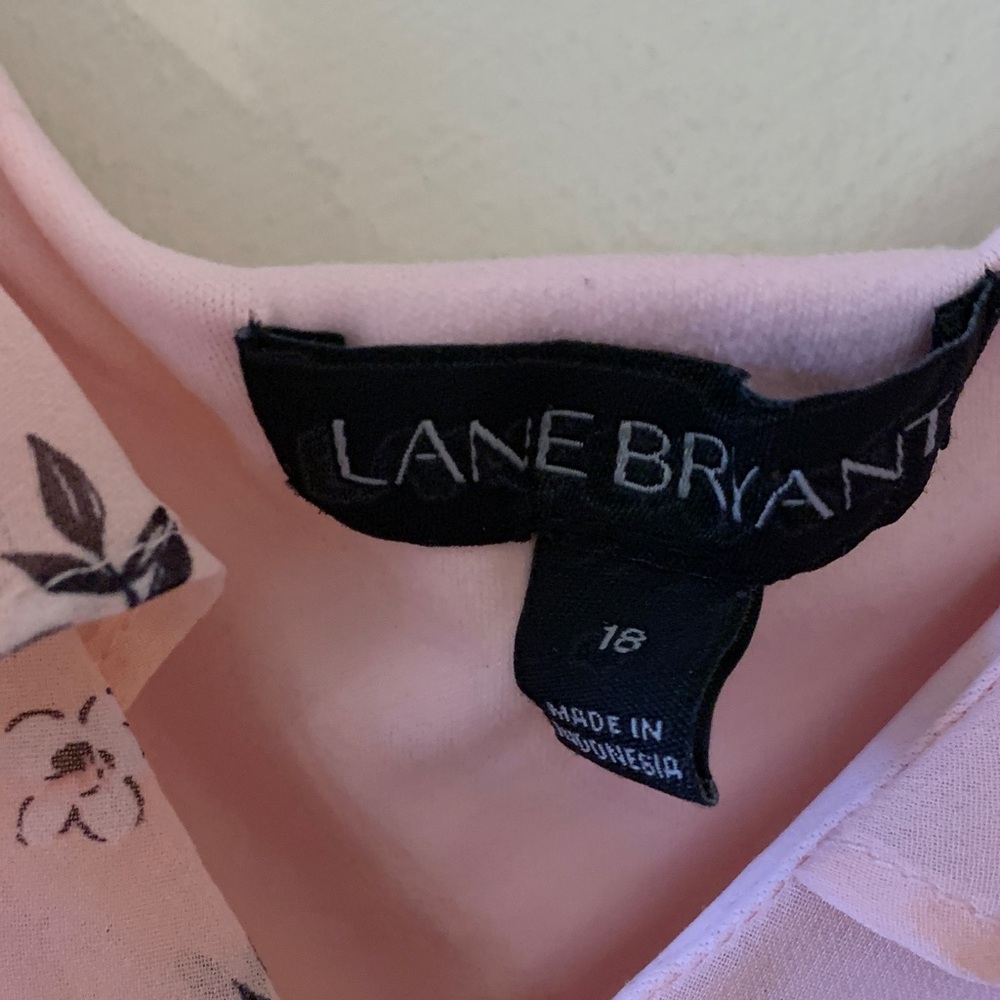 Lane Bryant Pink Floral Ruffle Blouse - Picture 3 of 6